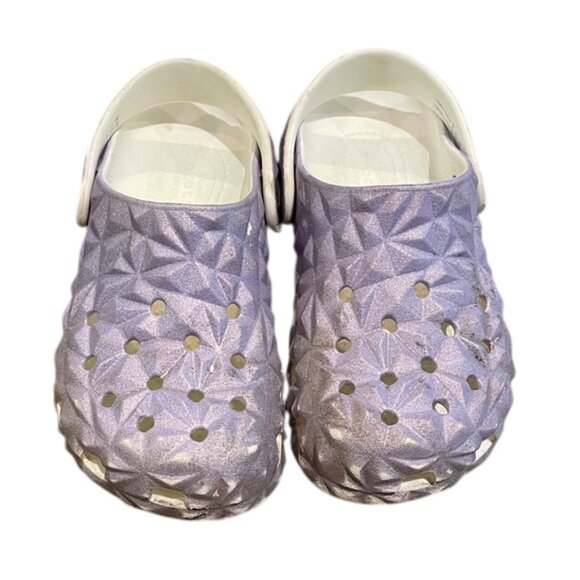CROCS Other - CROCS Purple Classic Iridescent Geometric Clog Unisex Child Size J1 Glitter